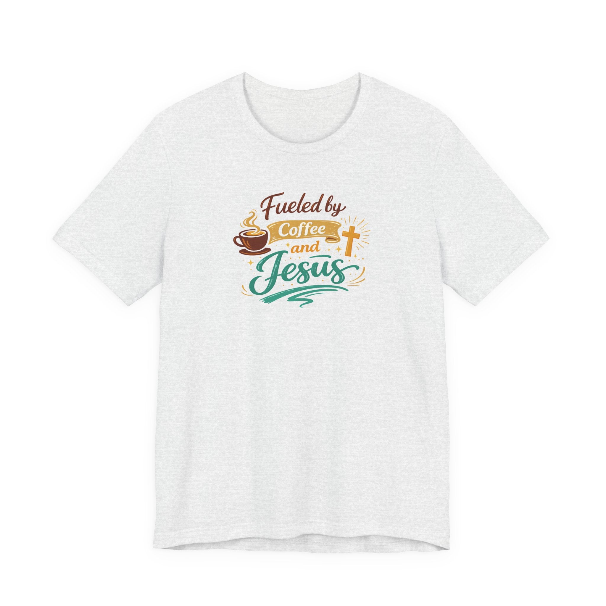 Fueled by Coffee and Jesus Shirt | Christian Coffee Lover T-Shirt for Moms | Faith-Based Cozy Tee