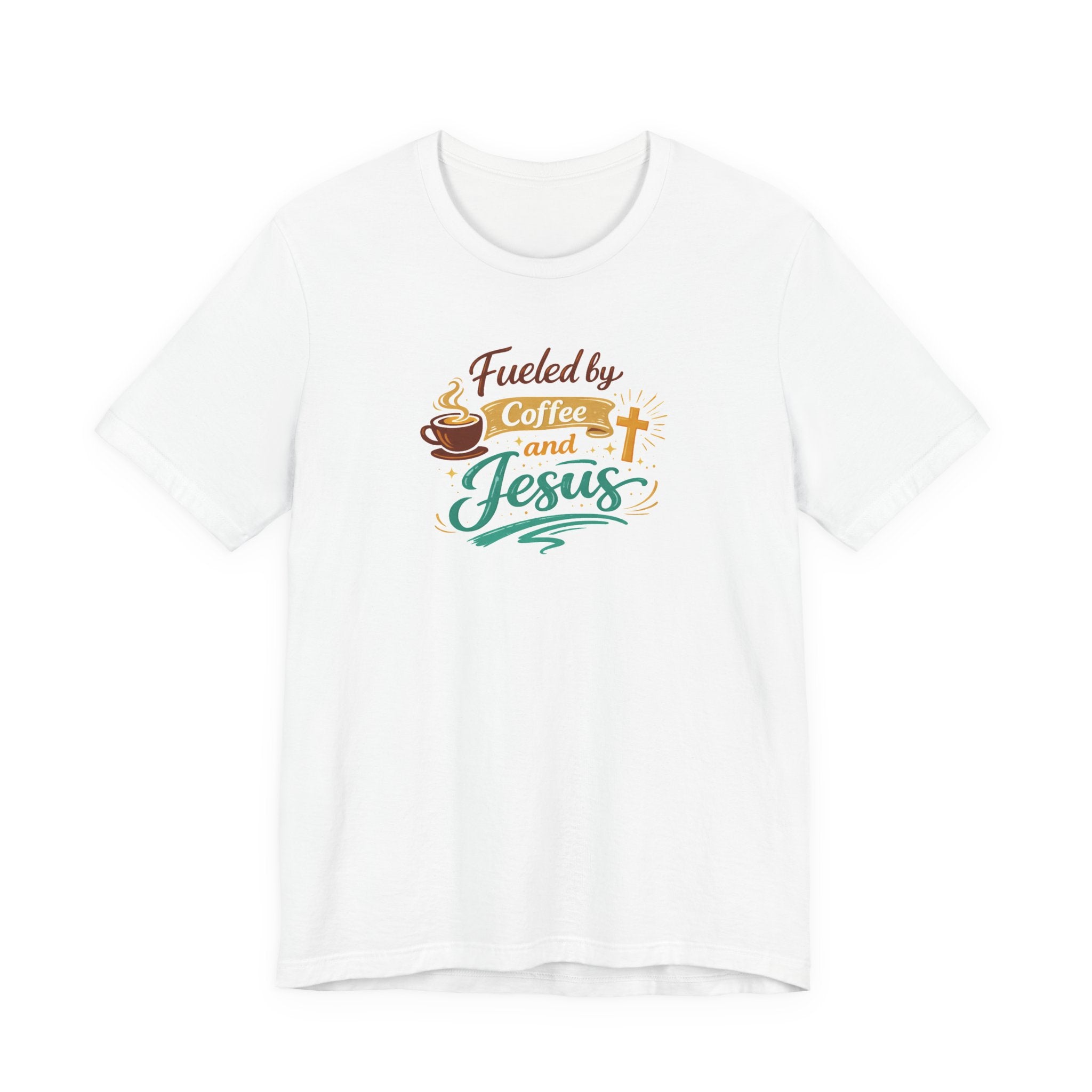 Fueled by Coffee and Jesus Shirt | Christian Coffee Lover T-Shirt for Moms | Faith-Based Cozy Tee