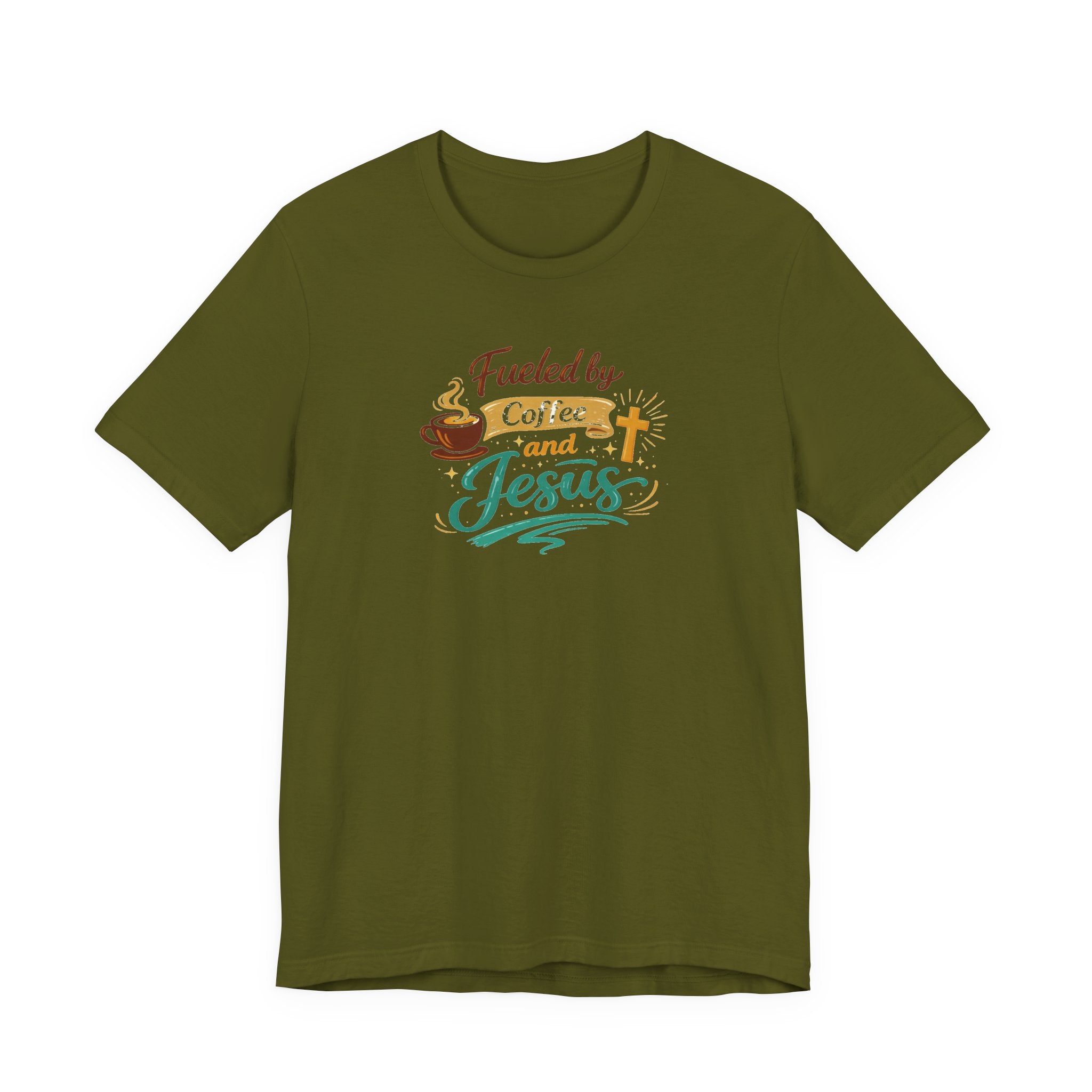 Fueled by Coffee and Jesus Shirt | Christian Coffee Lover T-Shirt for Moms | Faith-Based Cozy Tee