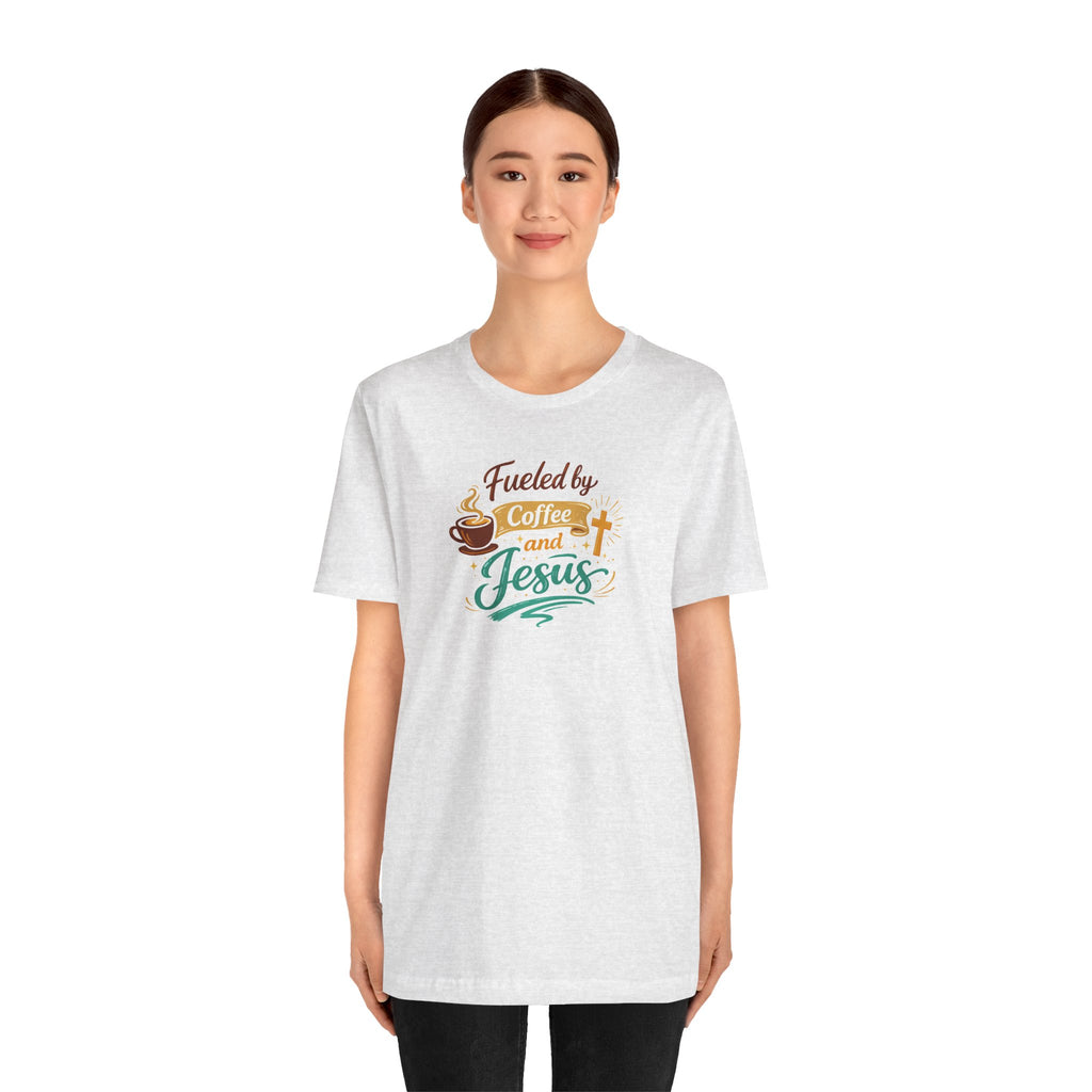 Fueled by Coffee and Jesus Shirt | Christian Coffee Lover T-Shirt for Moms | Faith-Based Cozy Tee
