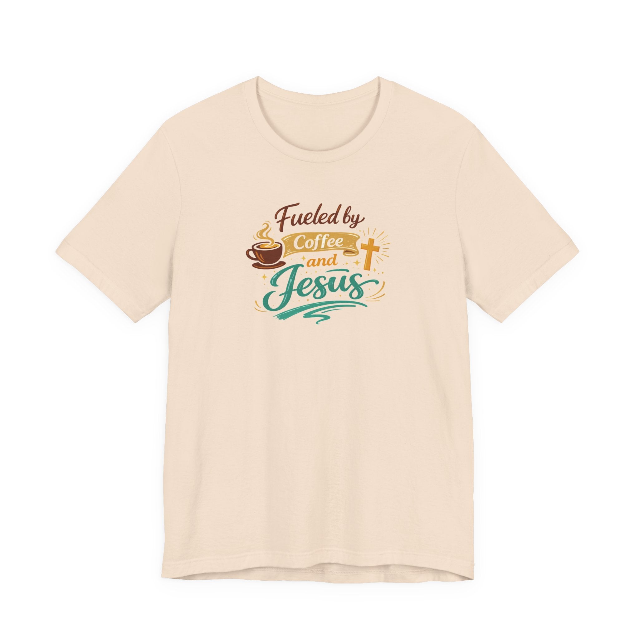 Fueled by Coffee and Jesus Shirt | Christian Coffee Lover T-Shirt for Moms | Faith-Based Cozy Tee