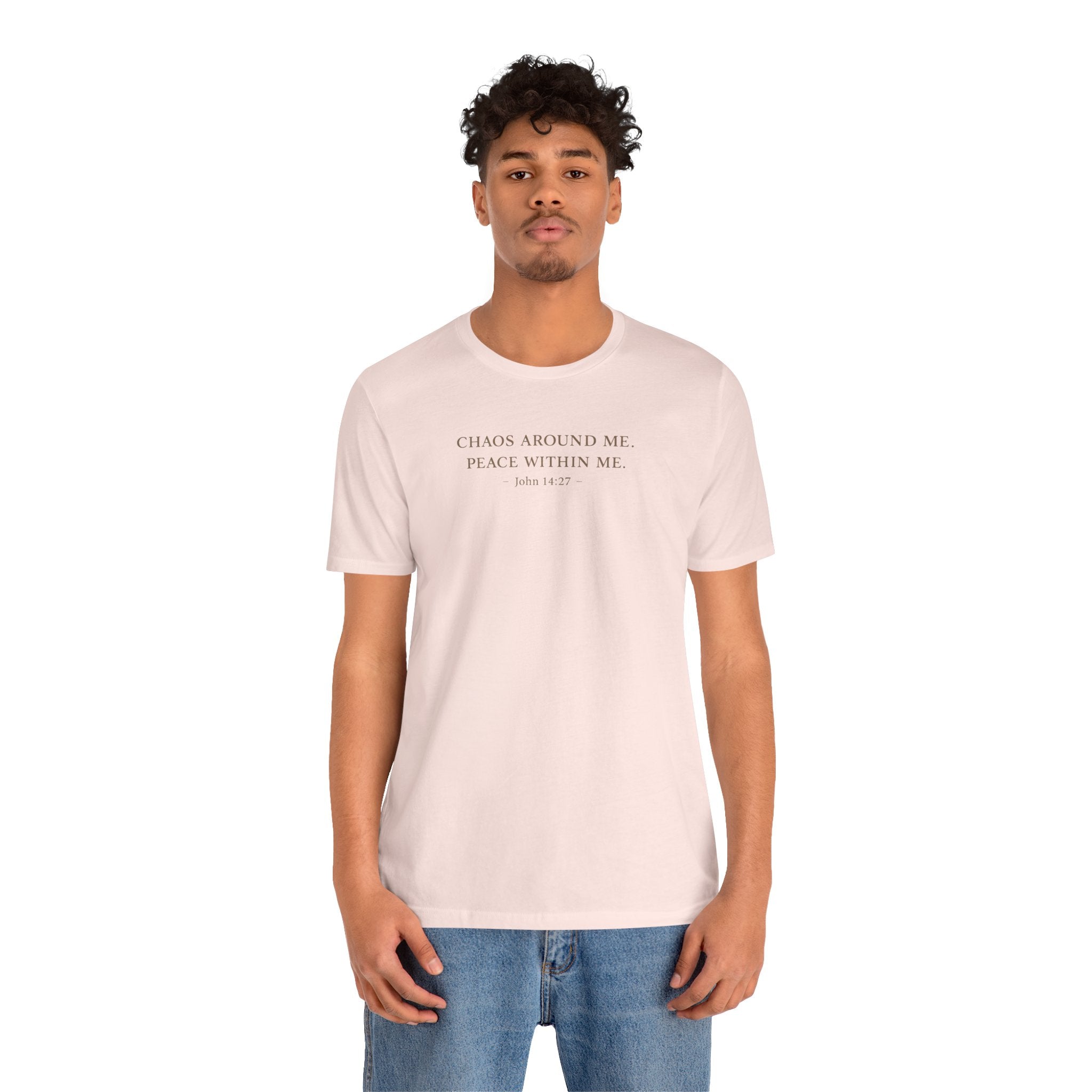 Chaos Around Me Peace Within Me Shirt | Christian Faith T-Shirt for Moms | John 14:27 Minimalist Tee