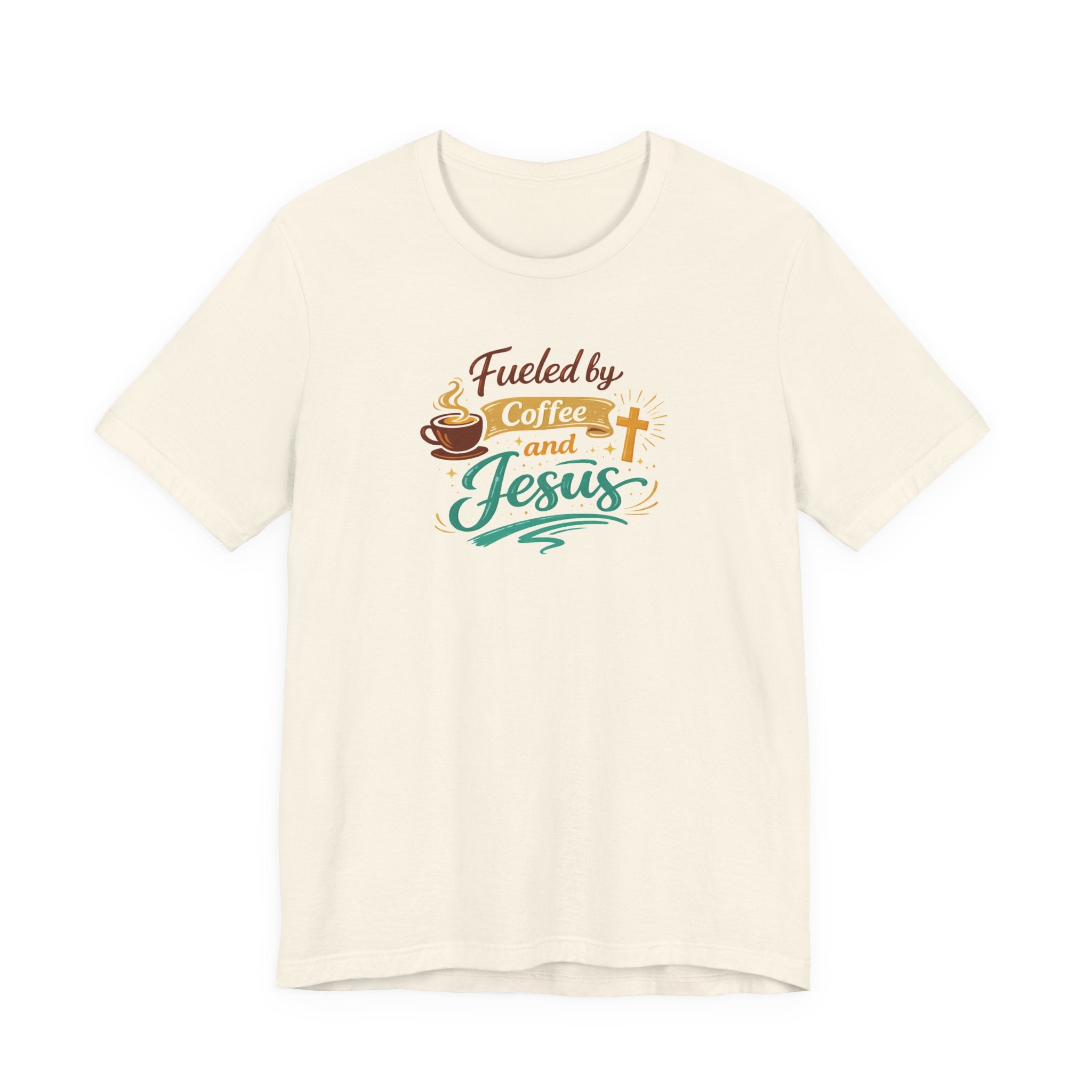 Fueled by Coffee and Jesus Shirt | Christian Coffee Lover T-Shirt for Moms | Faith-Based Cozy Tee